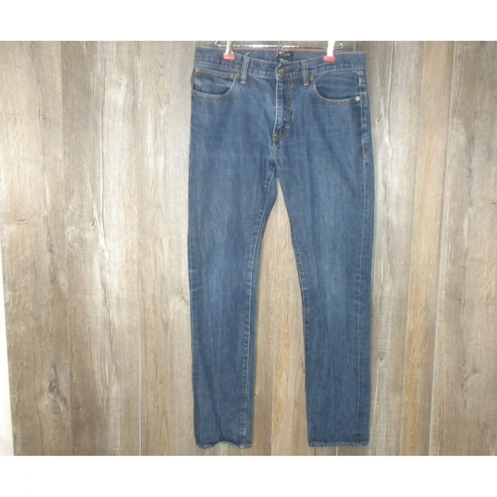 J Crew‎ Jeans 31x32 Blue Denim The Driggs Slim Fit Straight Leg Mid Wash C9894